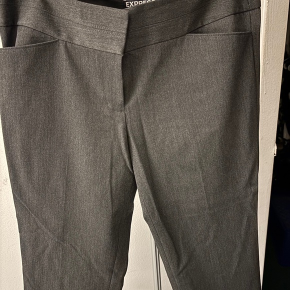 NEW w/TAGS - Express Gray Editor Wide Waistband Crop Low Rise Pants w/Tags - Picture 1 of 5